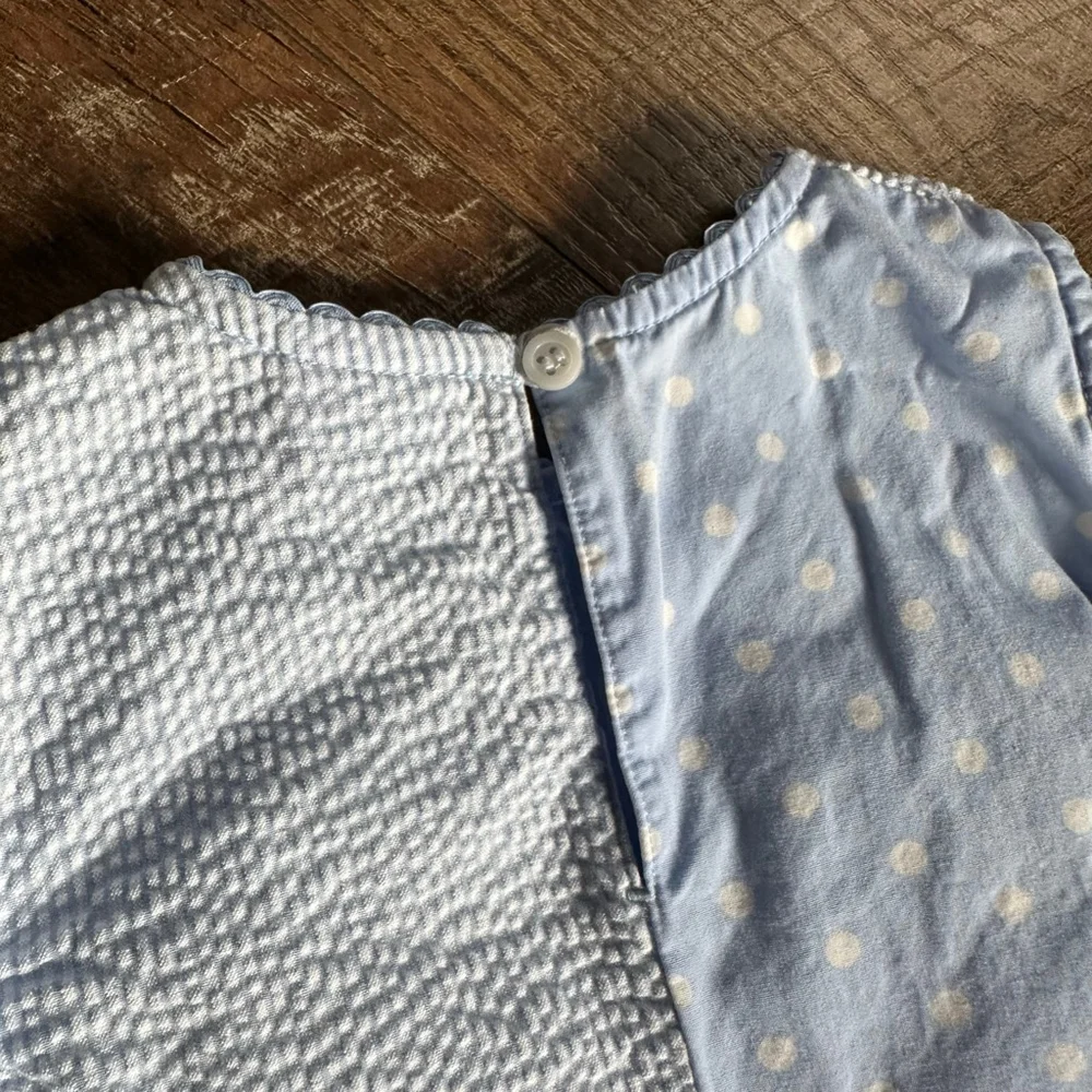 Carter's Baby Blue White Polka Dot Seersucker Butterfly Bodysuit 18-24M